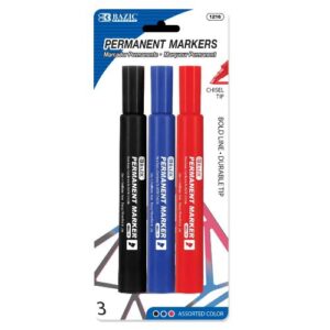 MARKER BAZIC PERMANENT CHISEL TIP 3 PER PACK
