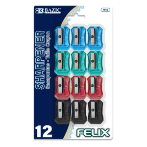 PENCIL SHARPENER BAZIC SQUARE PLASTIC (12 PER PACK) (SPP)