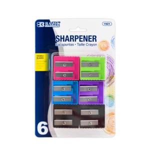 PENCIL SHARPENER BAZIC DUAL BLADE SOLD PER PACK OF 6