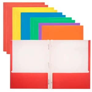 REPORT COVER 2-POCKET W/FASTENER BAZIC ASSORTED COLORS