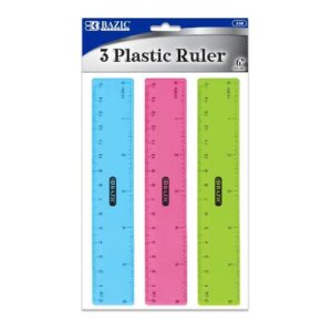 RULER BAZIC 6'' PLASTIC (PK OF 3)