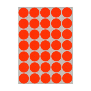 LABEL ROUND 3/4' RED GLO