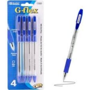 PEN BAZIC GEL BLUE  W CUSHION 4 PER PACK (SOLD PER PACK)