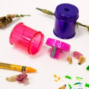 PENCIL SHARPENER BAZIC SINGLE HOLE W / ROUND RECEPTACLE