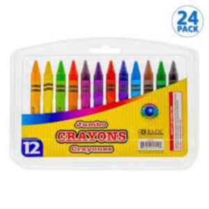 SCHOOL CRAYON BAZIC JUMBO 12PK WAX