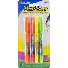 HIGHLIGHTER BAZIC LIQUID  PEN 4 PER PACK
