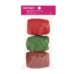 ART SUPPLIES BAMBARY RAFFIA PAPER 3,5 cm x 10 m A/S BAG x 3 UNT MULTICOLOR SET 7..