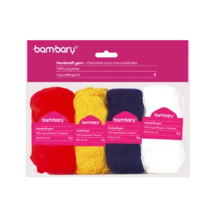 ART SUPPLIES BAMBARY ACRYLIC KNITTING YARN SET 15 g x 4 UNT PRIMARY..