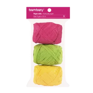 ART SUPPLIES BAMBARY RAFFIA PAPER 3,5 cm x 10 m A/S BAG x 3 UNT MULTICOLOR SET 4..