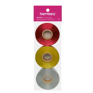 ART SUPPLIES BAMBARY BOW RIBBON 15 mm x 25 yd METALLIC SET ..