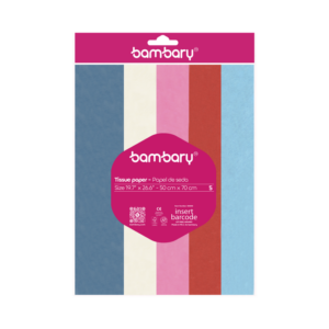 ART SUPPLIES BAMBARY PAPER TISSUE 50 x 70 cm A/S BAG x 5 UNT MULTICOLOR SET 2