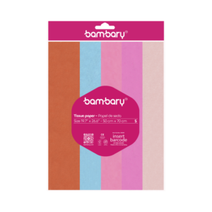 ART SUPPLIES BAMBARY PAPER TISSUE 50 x 70 cm A/S BAG x 5 UNT MULTICOLOR SET 3