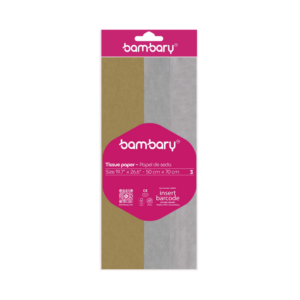 ART SUPPLIES BAMBARY PAPER TISSUE 50 x 70 cm A/S BAG x 3 UNT MULTICOLOR SET METALLIC