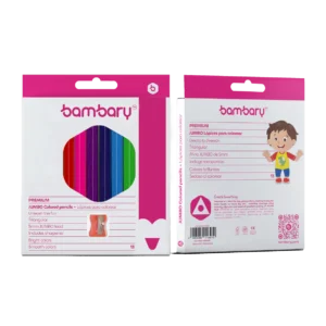 ART SUPPLIES BAMBARY PENCILS TRI JUMBO COLOR 7" X5.0MM W/SHARPENER BOX 12UNT