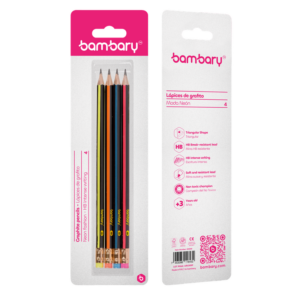 ART SUPPLIES BAMBARY PENCIL TRI GRAPHITE 7" X 2.20 MM HB STRIP C/NEON 4UNT..