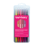 ART SUPPLIES BAMBARY TRI WASHABLE MARKER FINE TIP 166X9.4X2.5MM PLASTIC CASE 12UNT..