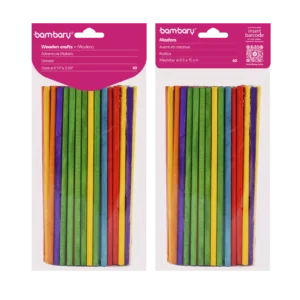 ART SUPPLIES BAMBARY WOOD DOWELS 5 x 150 mm A/S BAG x 60 UNT MULTICOLOR
