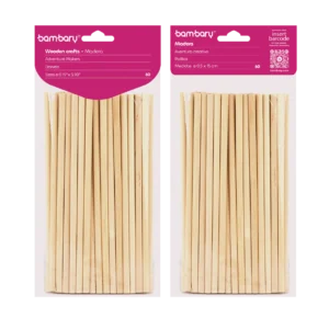 ART SUPPLIES BAMBARY WOOD DOWELS 5 x 150 mm A/S BAG x 60 UNT BURLY WOOD..