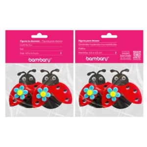 ART SUPPLIES BAMBARY FELT FIGURES - LADYBIRDS - 2 PCS..