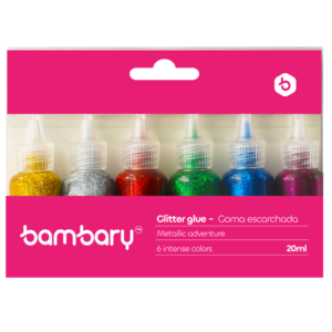 ART SUPPLIES BAMBARY GLUE METALLIC COLOR GLITTER SET 20 ml x 6 UNT..