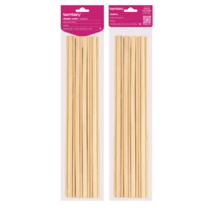 ART SUPPLIES BAMBARY SET WOOD DOWELS  5,  8 x 300 mm A/S BAG x 10 UNT BURLY WOOD..