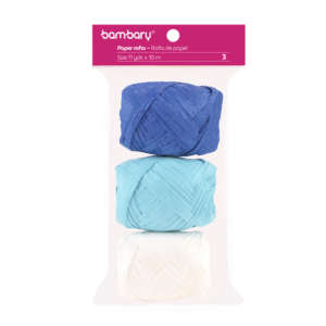 ART SUPPLIES BAMBARY PAPER RAFFIA 3,5 cm x 10 m A/S BAG x 3 UNT MULTICOLOR SET 2..