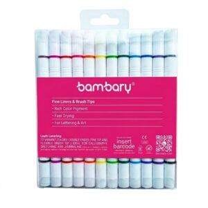 ART SUPPLIES BAMBARY MARKERS LETTERING SET 12 PCS
