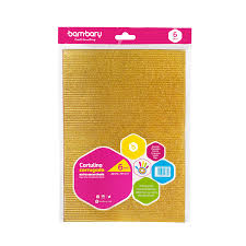 ART SUPPLIES BAMBARY EXTRA GLITTER CORRUGATED CARDBOARD 210 x 297 mm A/S BAG x 6 UNT MULTICOLOR SET