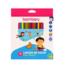 ART SUPPLIES BAMBARY PENCIL COLOR 7" X3.0MM BOX 24UNT..