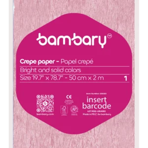ART SUPPLIES BAMBARY  PEARL CREPE PAPER 50 cm x 2 m A/S BAG LIGHT PINK