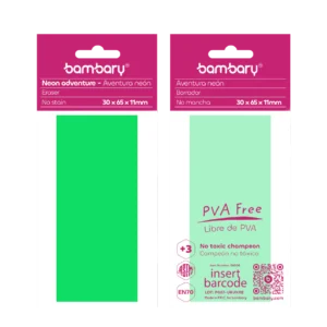ART SUPPLIES BAMBARY ERASER NEON COLOR SIZE 30 X 65 X 11 MM TPR PB OPP BAG 1 UNT