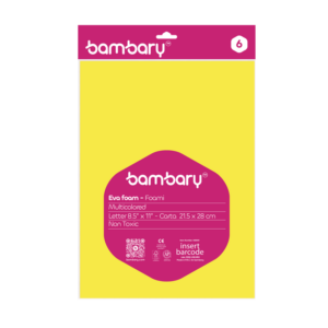 ART SUPPLIES BAMBARY EVA FOAM SHEETS A/S BAG x 6 UNT 215.9 x 279.4 x 1.8 mm MULTICOLOR SET 2