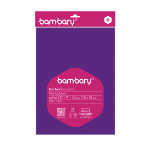 ART SUPPLIES BAMBARY EVA FOAM SHEETS A/S BAG x 6 UNT 215.9 x 279.4 x 1.8 mm MULTICOLOR SET 3