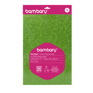ART SUPPLIES BAMBARY GLITTER EVA FOAM SHEETS A/S BAG x 5 UNT 215.9 x 279.4 x 1.8 mm MULTICOLOR S...