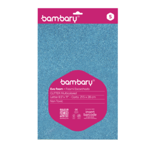 ART SUPPLIES BAMBARY GLITTER EVA FOAM SHEETS A/S BAG x 5 UNT 215.9 x 279.4 x 1.8 mm MULTICOLOR S...