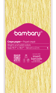 ART SUPPLIES BAMBARY PAPER CREPE 50 cm x 2 m A/S BAG GOLD METALLIC