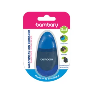 ART SUPPLIES BAMBARY SHARPENER PLASTIC 1 HOLE W/DEPOSIT W/WHITE ERASER BLI 1UNT