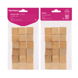 ART SUPPLIES BAMBARY WOOD CUBES 20 X 20 X 20 MM A/S BAG 18 UNT NATURAL