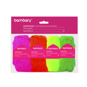 ART SUPPLIES BAMBARY ACRYLIC KNITTING YARN SET 15 g x 4 UNT NEON
