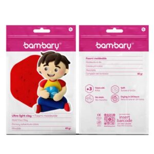 ART SUPPLIES BAMBARY ULTRA LIGHT CLAY 40 GRS PRIMARY COLORS
