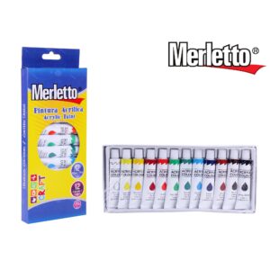 ART SUPPLIES MERLETTO PAINT ACRYLIC SET 12ML 12PCS..