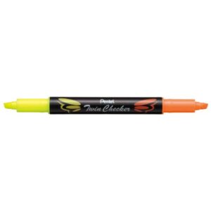 HIGHLIGHTER PENTEL TWIN TIP CHISEL YELLOW / ORANGE