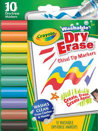 ART SUPPLIES CRAYOLA MARKER CHISEL TIP WASHABLE DRY ERASER (10 COLORES)