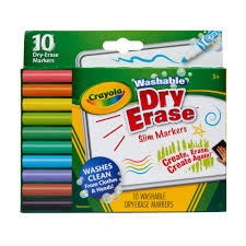 ART SUPPLIES CRAYOLA MARKER SLIM WASHABLE DRY ERASER (10 COLORES)