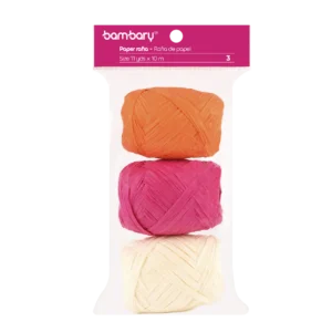 ART SUPPLIES BAMBARY RAFFIA PAPER 3,5 cm x 10 m A/S BAG x 3 UNT MULTICOLOR SET 1..