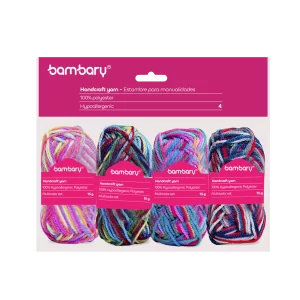 ART SUPPLIES BAMBARY ACRYLIC KNITTING YARN SET 15 g x 4 UNT MULTICOLOR..