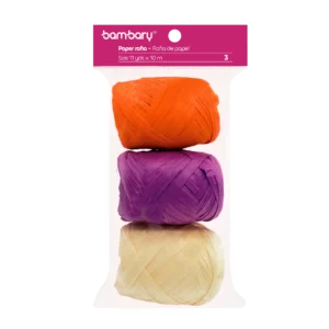 ART SUPPLIES BAMBARY RAFFIA PAPER 3,5 cm x 10 m A/S BAG x 3 UNT MULTICOLOR SET 3..