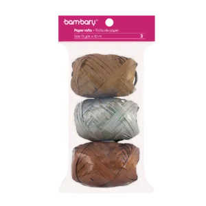 ART SUPPLIES BAMBARY RAFFIA PAPER 3,5 cm x 10 m A/S BAG x 3 UNT METAL MULTICOLOR SET 8..