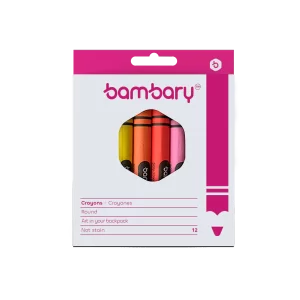 ART SUPPLIES BAMBARY CRAYONRND WAX 8X90MM BOX 12UNT