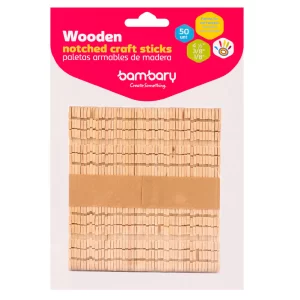 ART SUPPLIES BAMBARY NOTCHED WOOD STICK 114x10x2mm A/S BAGx50 UNIT BURLY WOOD..